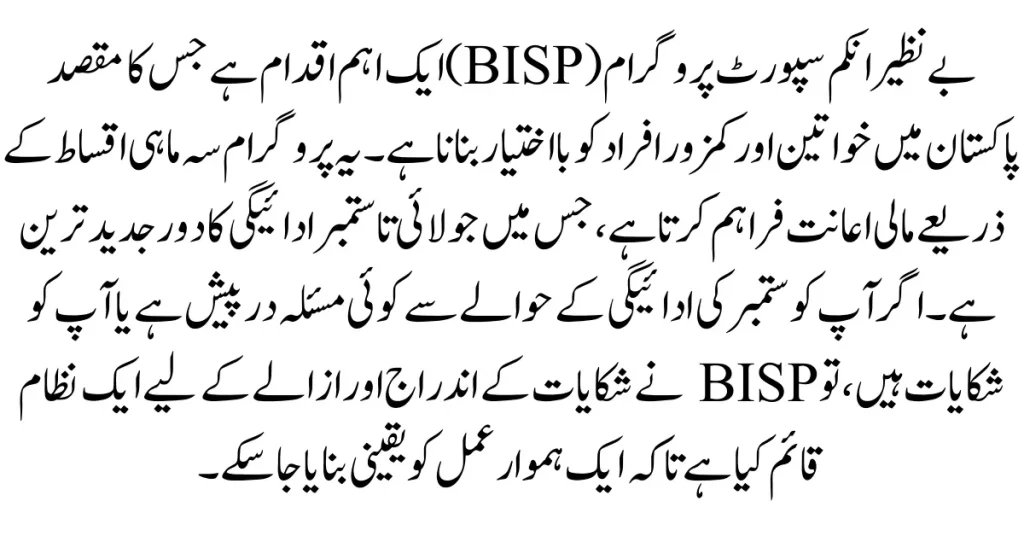 Register Complaints Regarding 9000 BISP September Payment