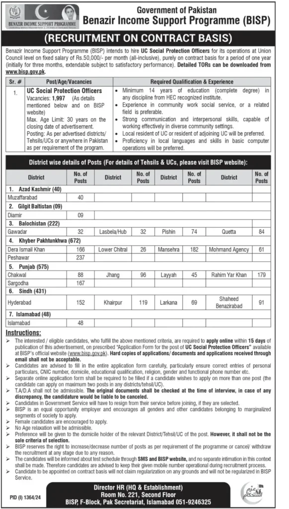 How To Apply For BISP New Jobs All Over Pakistan August 2024