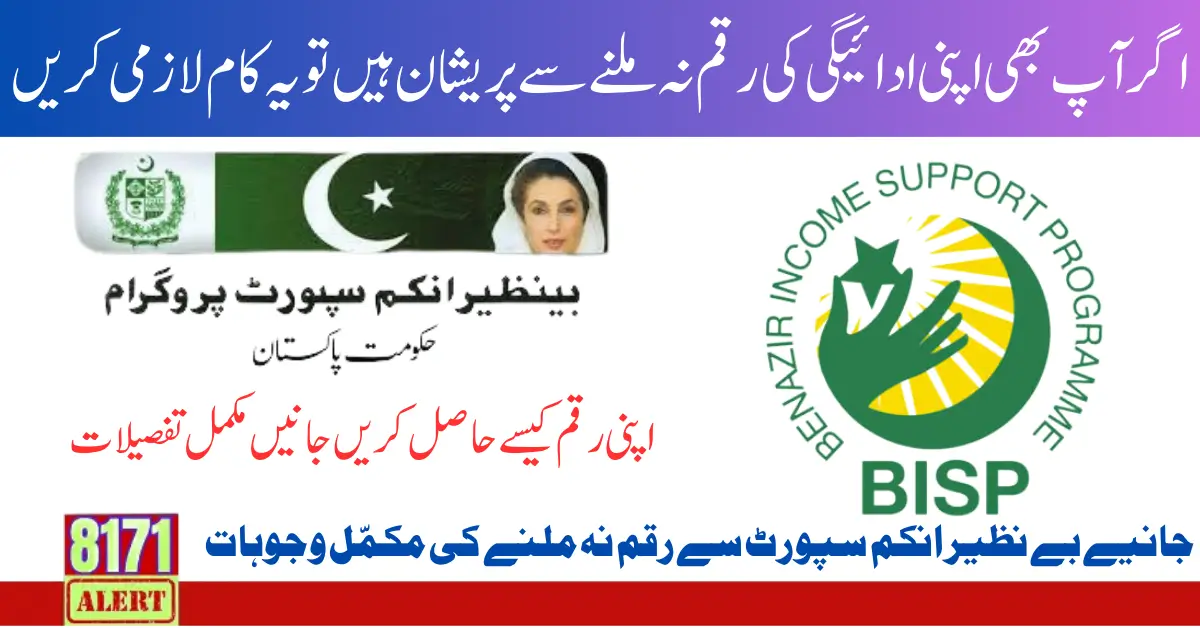 If You Don't Get Payment then by which code Will Message BISP