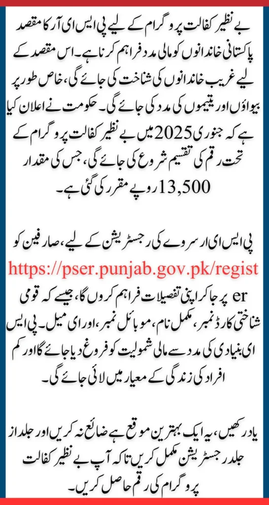 PSER Survey For Benazir Kafalat Payment Register Your Details And Get 13500 In January 2025