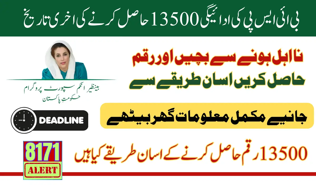 Benazir Income Support Program Payment Deadline For 13500 In January 2025